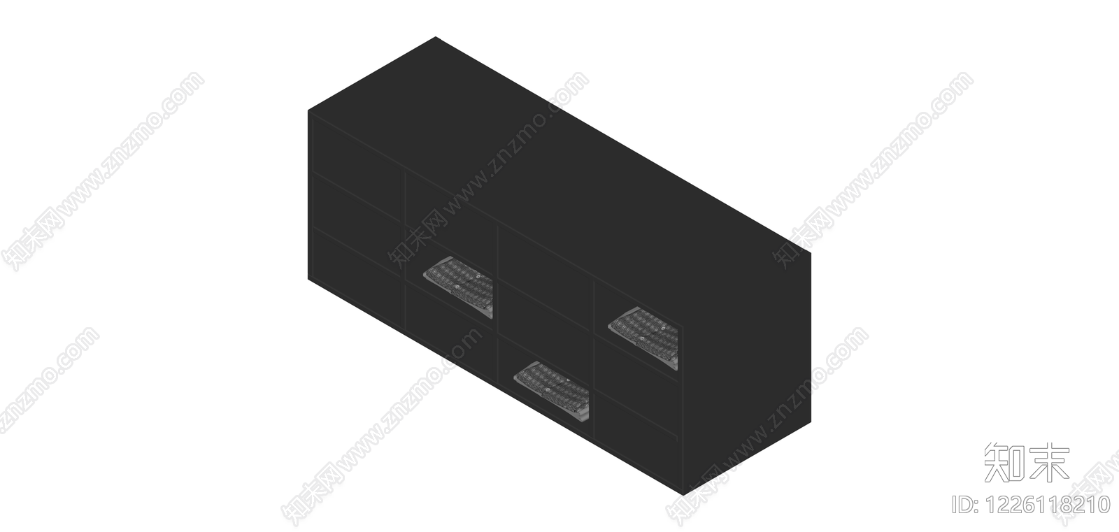 黑色多格储物柜SU模型下载【ID:1226118210】