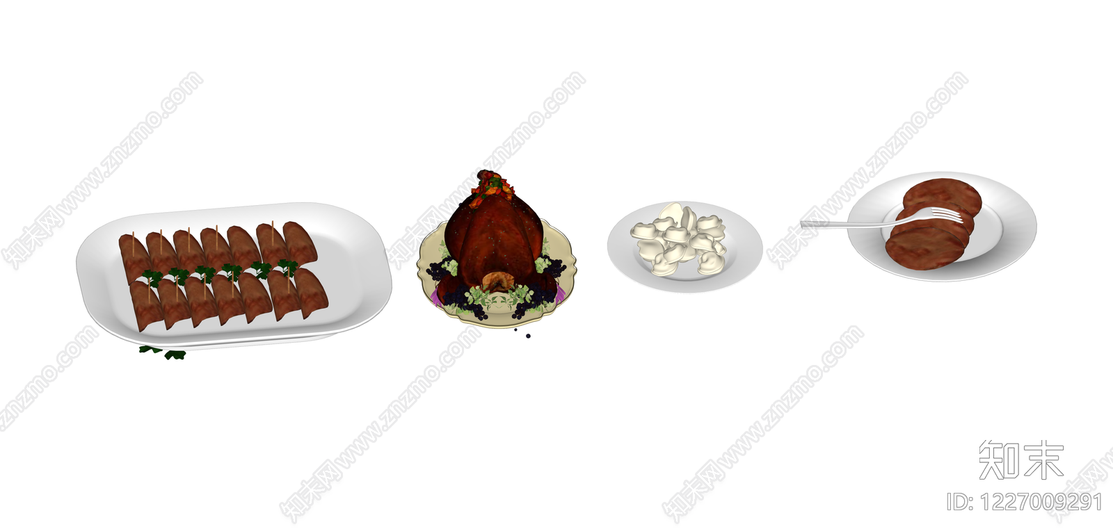 火鸡烤盘食物模型SU模型下载【ID:1227009291】