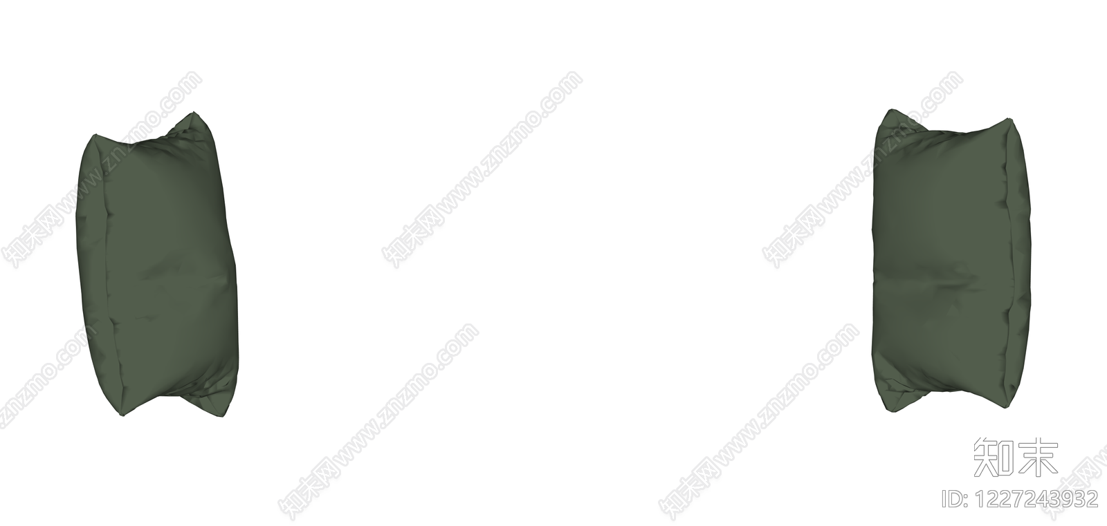 绿色布艺抱枕SU模型下载【ID:1227243932】