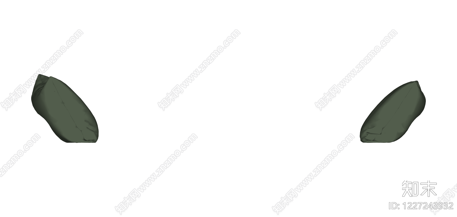 绿色布艺抱枕SU模型下载【ID:1227243932】