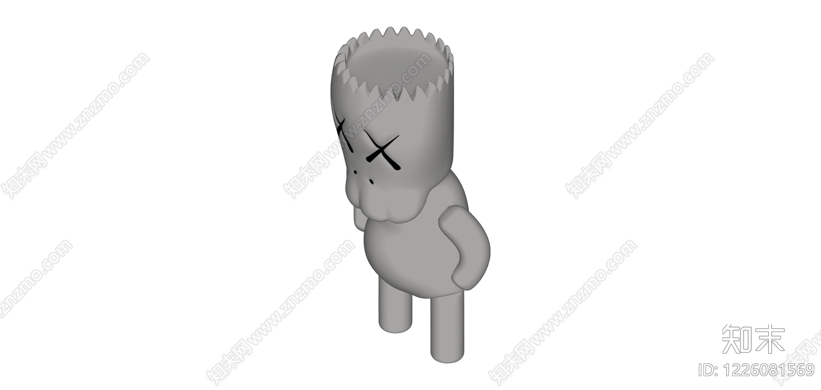 灰色卡通人物雕塑SU模型下载【ID:1226081569】