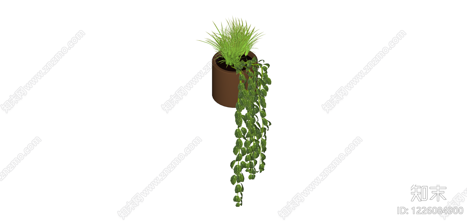 方形盆绿植组合SU模型下载【ID:1226084900】