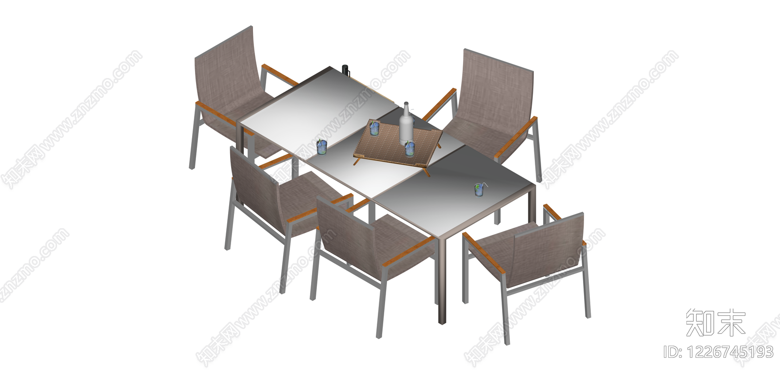 户外餐桌椅组合SU模型下载【ID:1226745193】