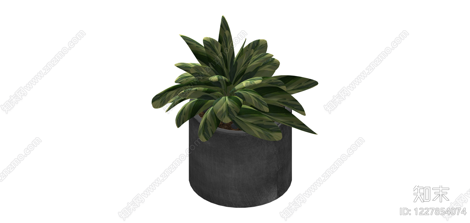 灰盆绿植盆栽组合SU模型下载【ID:1227854074】