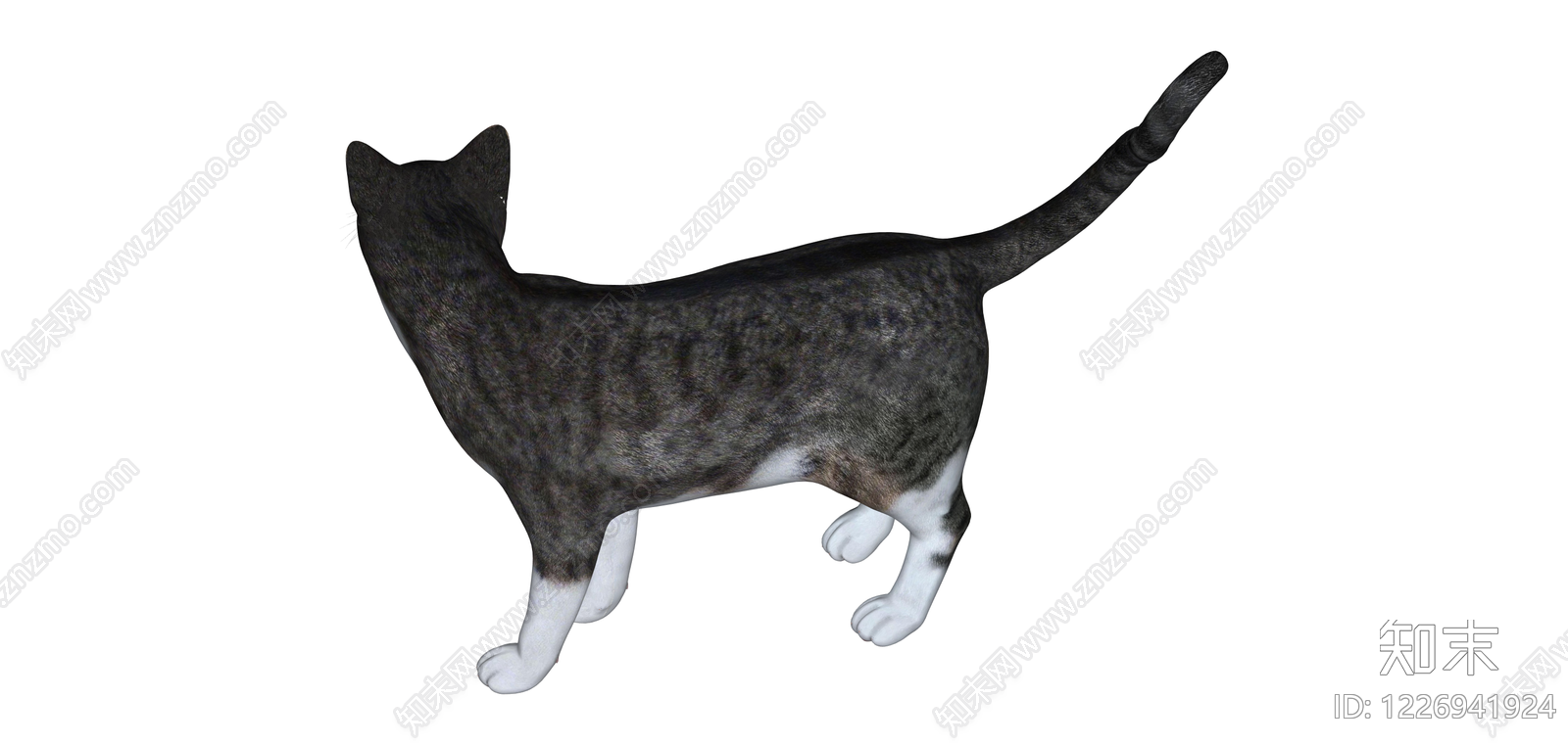 灰白相间站立猫咪SU模型下载【ID:1226941924】