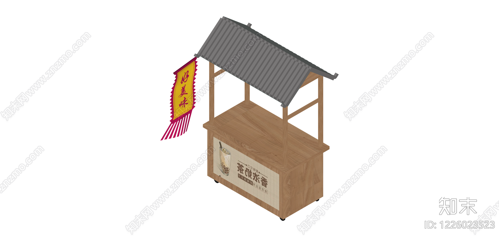 木质奶茶售卖车SU模型下载【ID:1226023523】