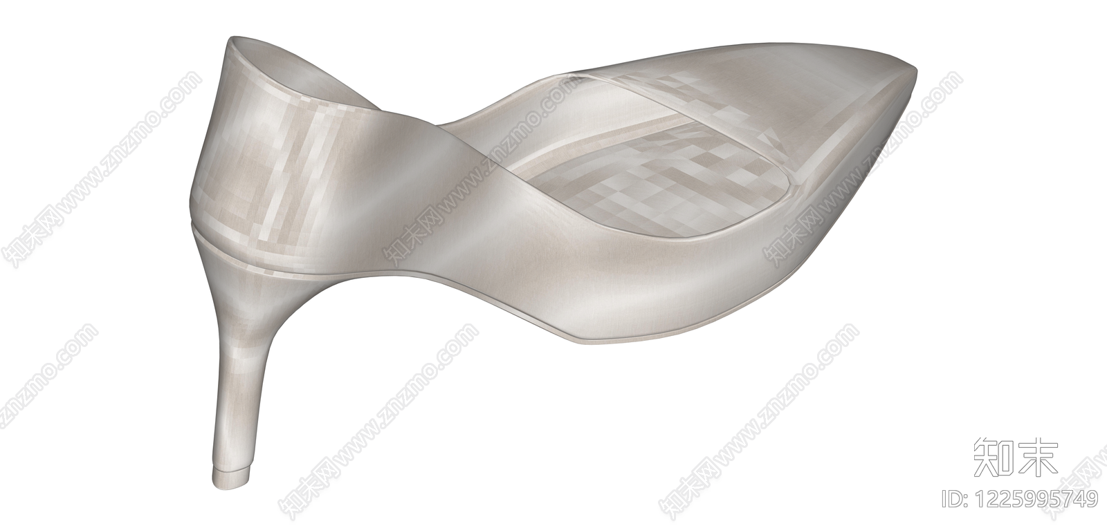 银色缎面高跟女鞋SU模型下载【ID:1225995749】