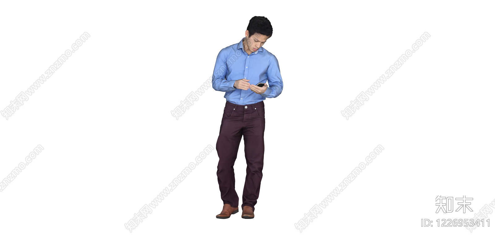 站立看手机男子SU模型下载【ID:1226953411】
