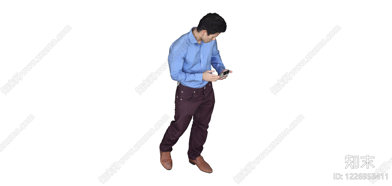 站立看手机男子SU模型下载【ID:1226953411】