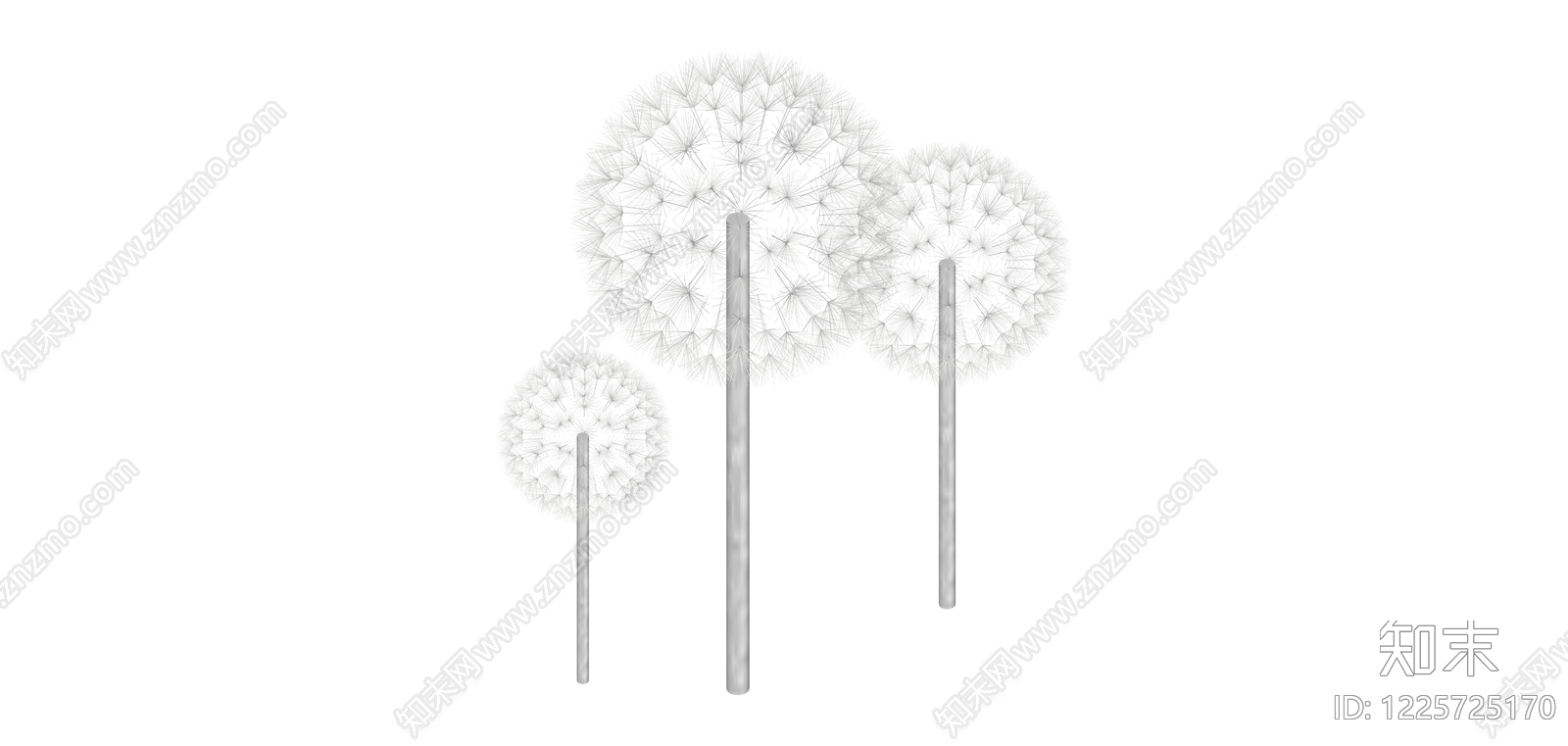 三株组合蒲公英景观SU模型下载【ID:1225725170】