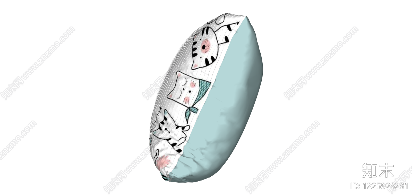 卡通猫咪图案抱枕SU模型下载【ID:1225923231】