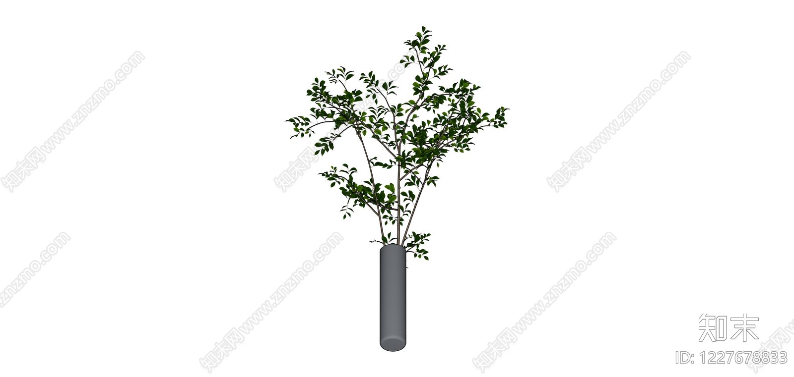 灰色花瓶插枝植物SU模型下载【ID:1227678833】