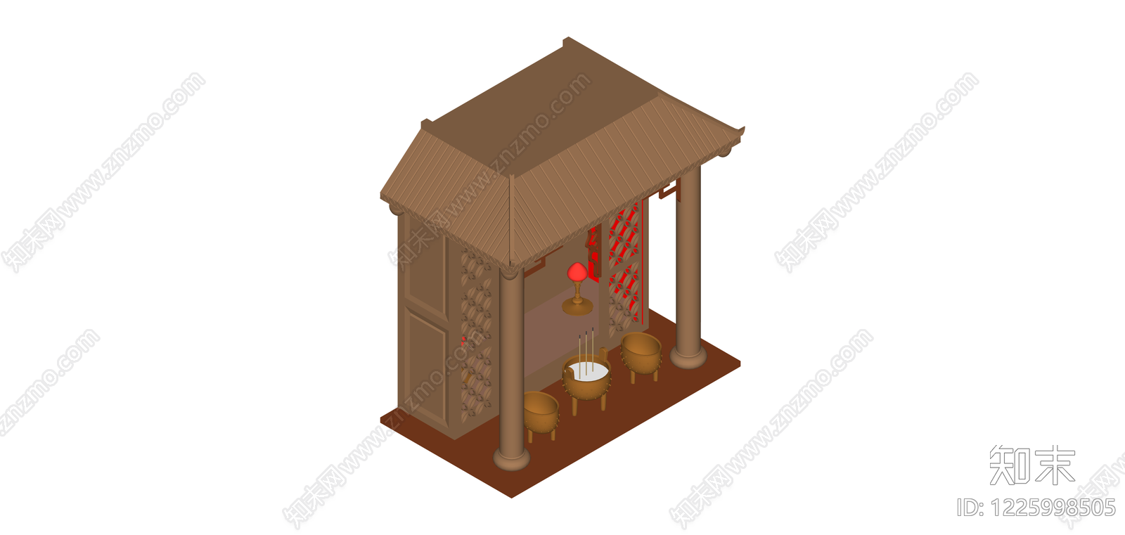 中式香炉供桌组合SU模型下载【ID:1225998505】