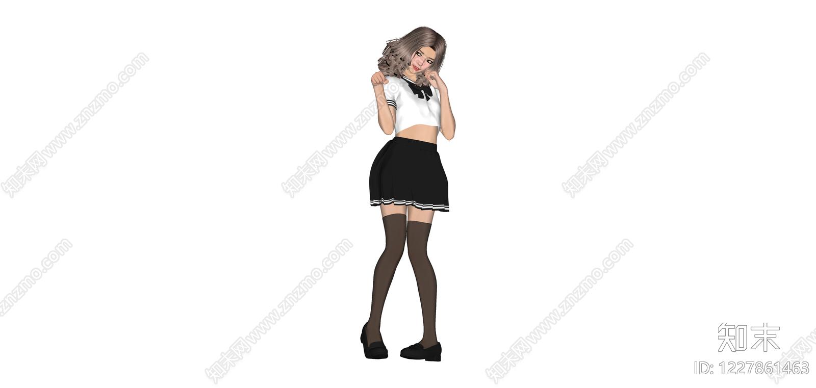 3D人物模型（JK制服）SU模型下载【ID:1227861463】