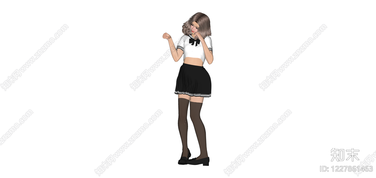 3D人物模型（JK制服）SU模型下载【ID:1227861463】