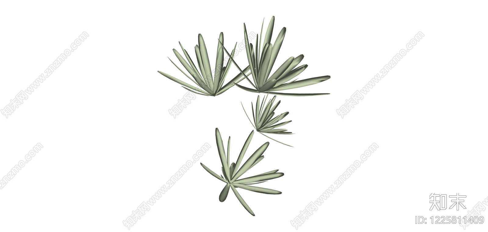 多簇棕榈叶植物组件SU模型下载【ID:1225811409】