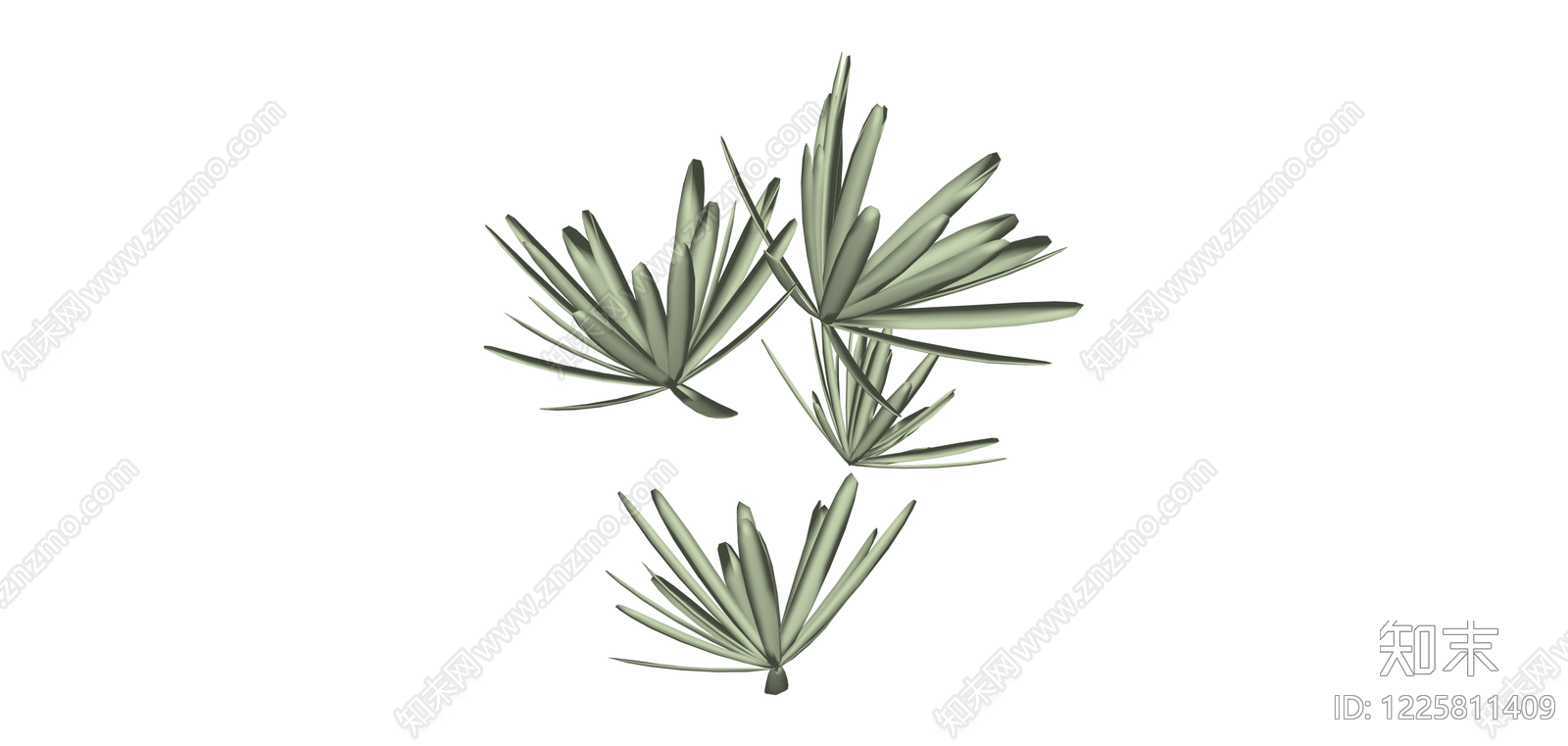 多簇棕榈叶植物组件SU模型下载【ID:1225811409】