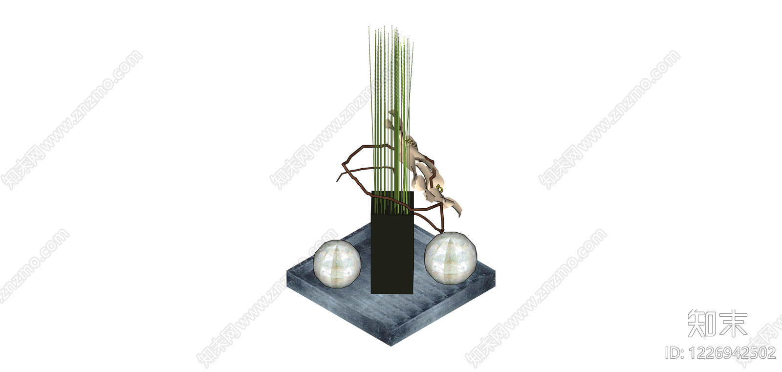 现代花艺组合摆件SU模型下载【ID:1226942502】
