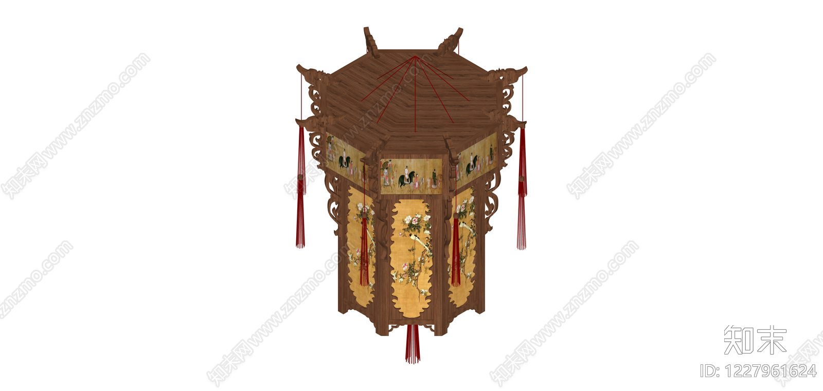 中式六角木质宫灯SU模型下载【ID:1227961624】