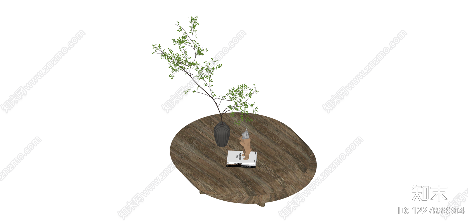 木质茶几摆件组合SU模型下载【ID:1227833304】