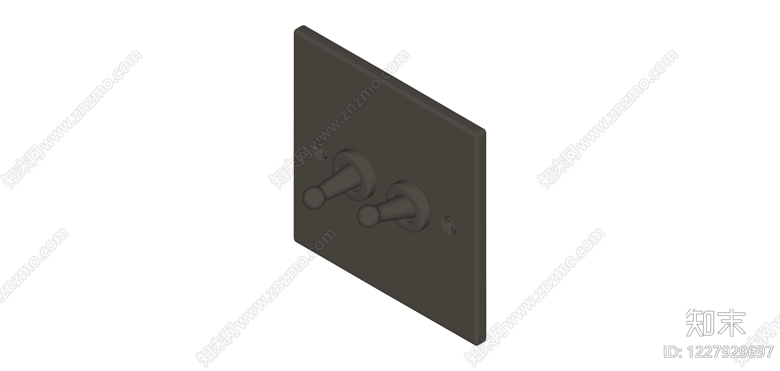 深灰双控翘板开关面板SU模型下载【ID:1227929697】