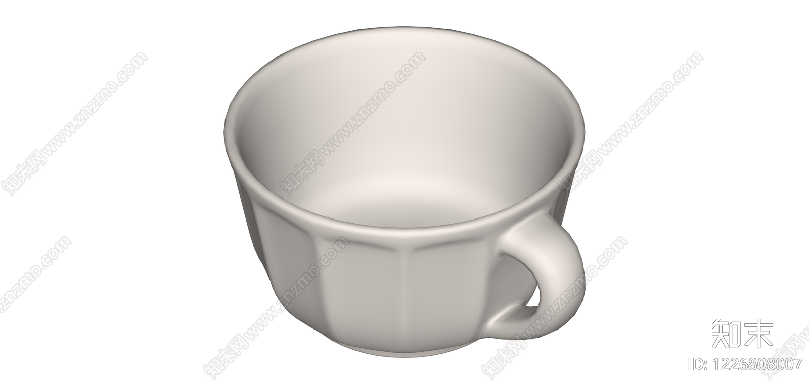 白色浮雕纹理茶杯SU模型下载【ID:1226808007】
