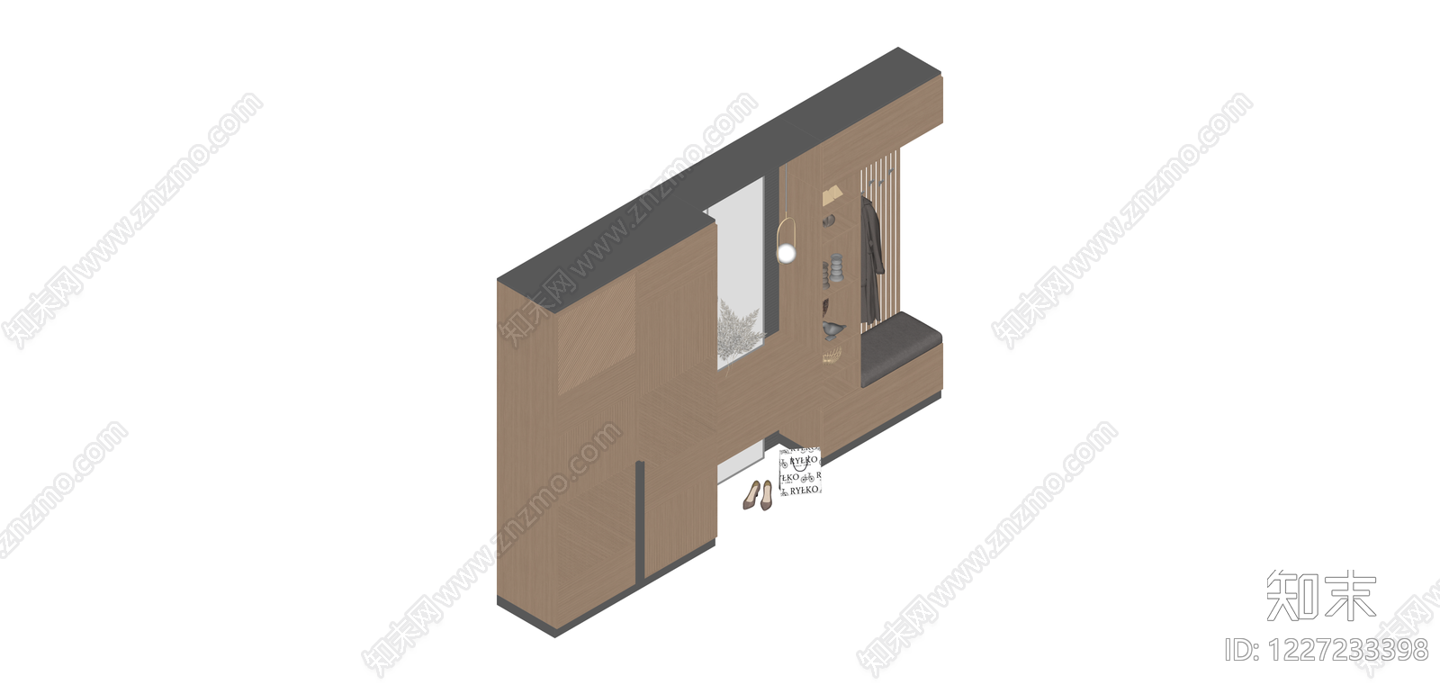 多功能入户玄关柜SU模型下载【ID:1227233398】