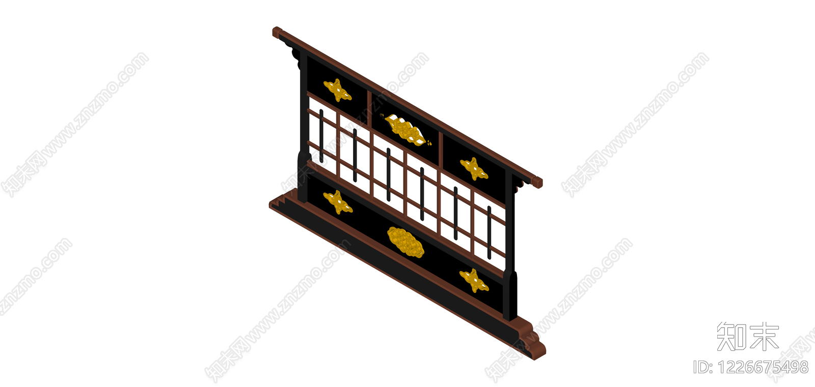 黑金中式装饰屏风SU模型下载【ID:1226675498】