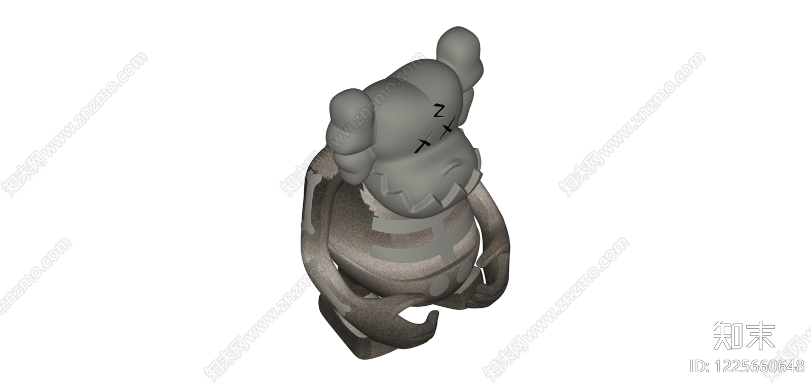 灰色骷髅风格雕塑SU模型下载【ID:1225660648】