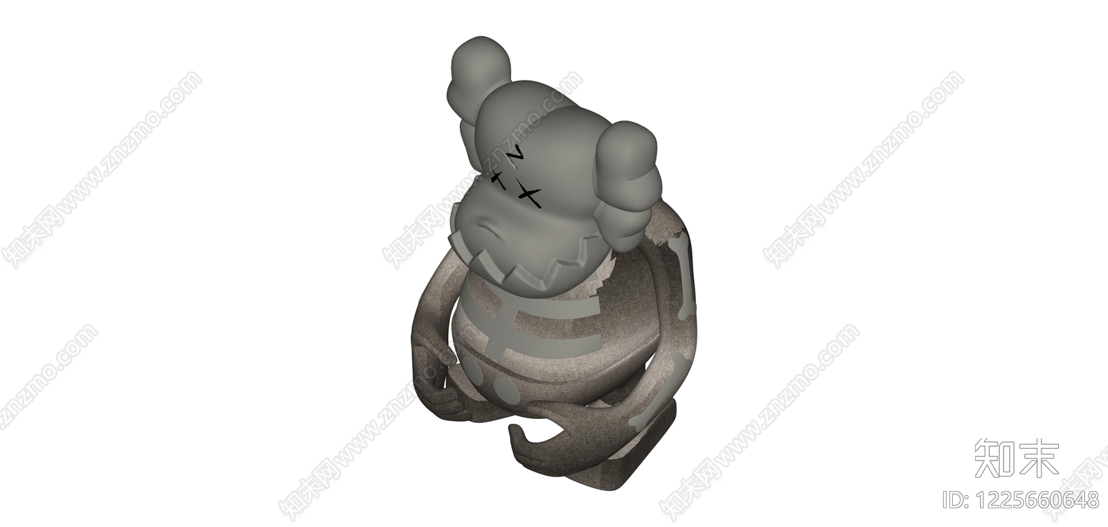 灰色骷髅风格雕塑SU模型下载【ID:1225660648】