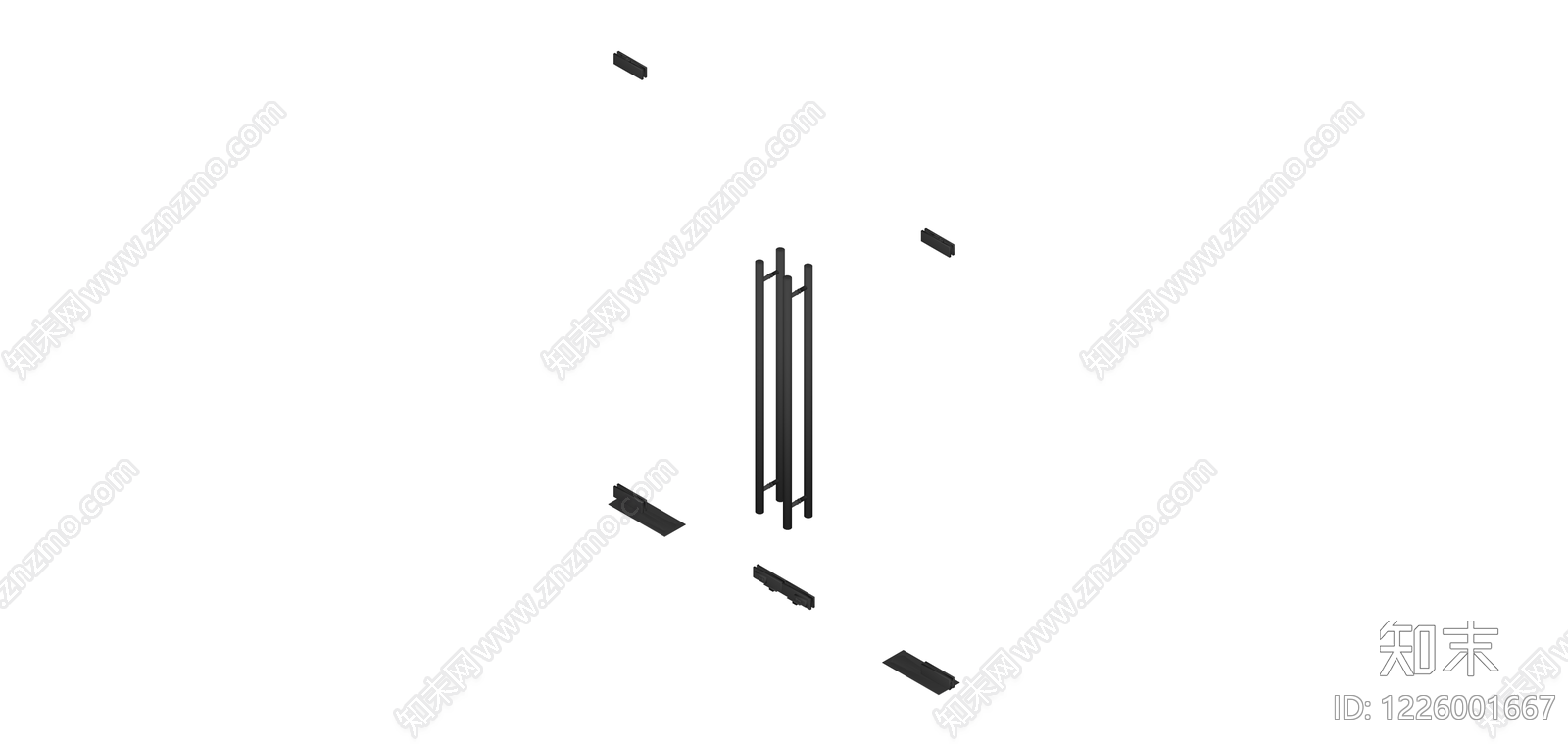 双竖条金属把手SU模型下载【ID:1226001667】