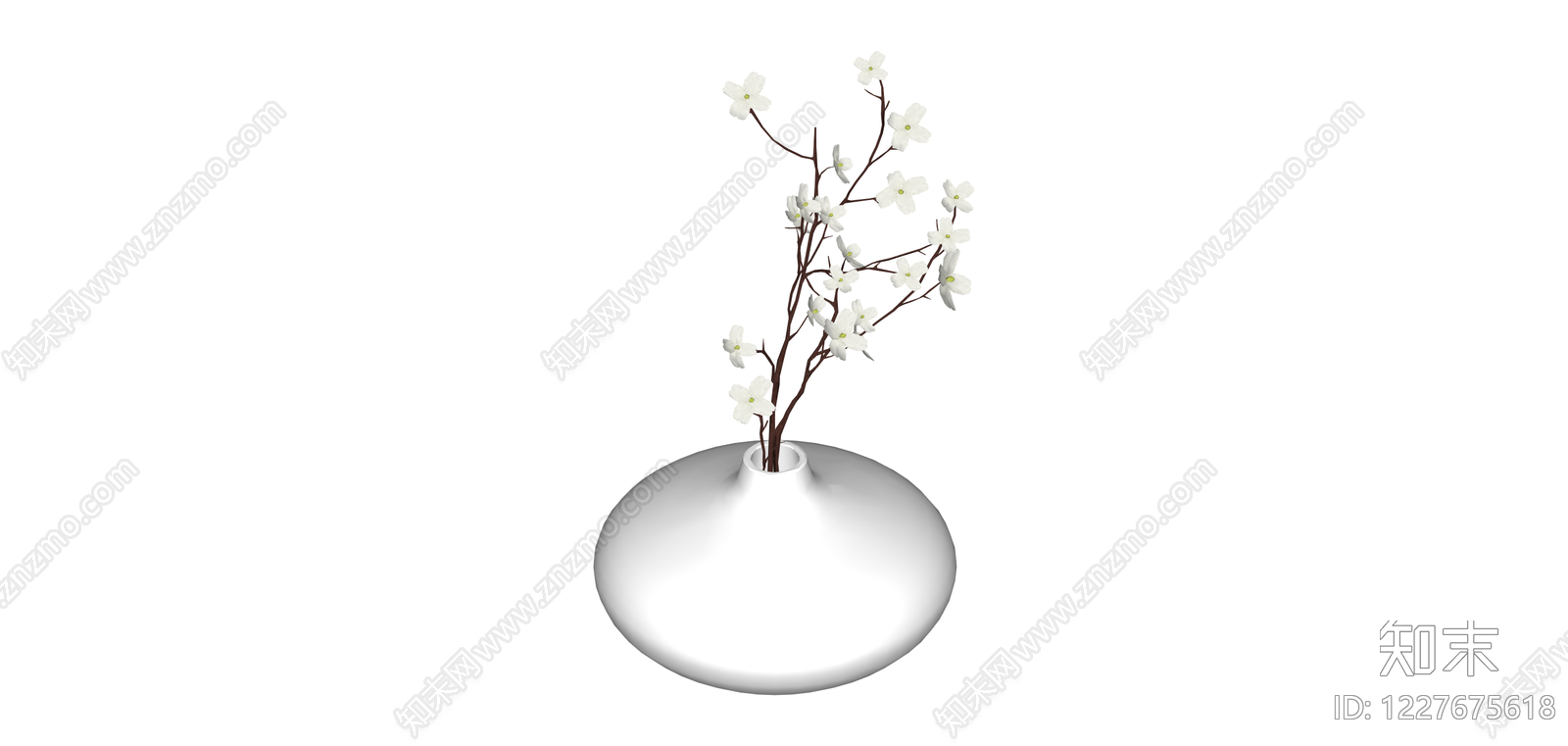 白色花瓶配干枝花艺SU模型下载【ID:1227675618】