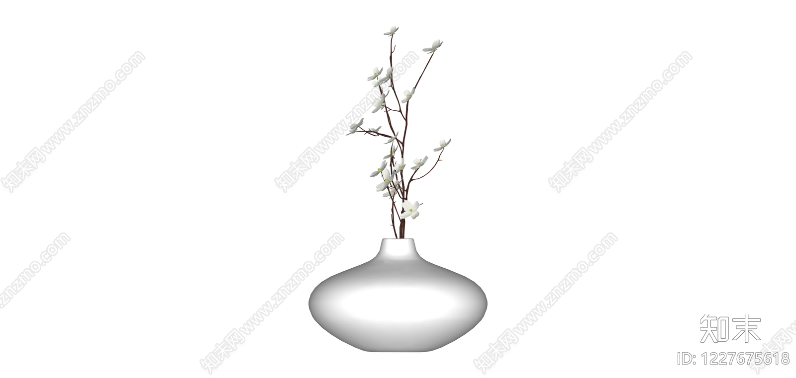 白色花瓶配干枝花艺SU模型下载【ID:1227675618】