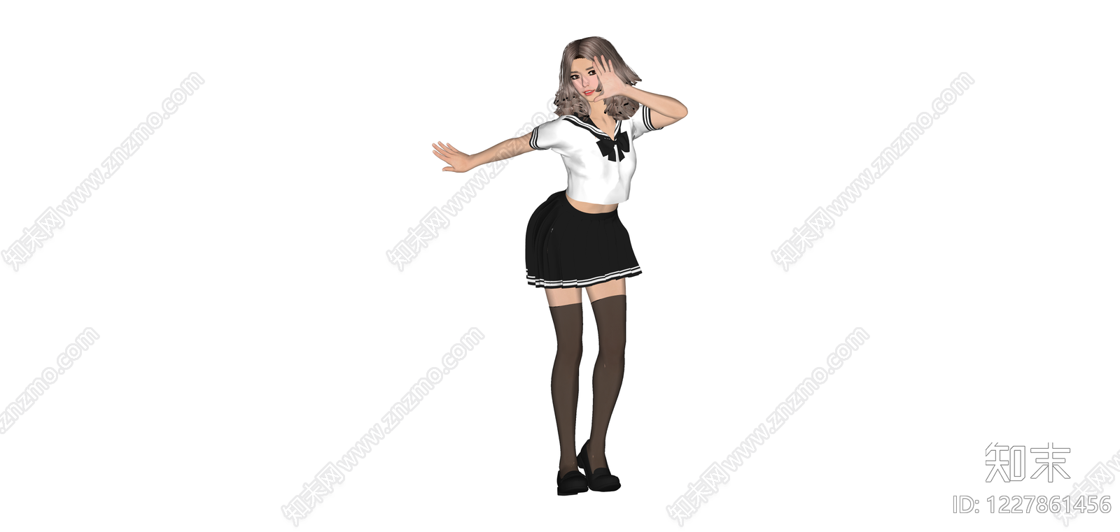 JK制服3D人物模型SU模型下载【ID:1227861456】