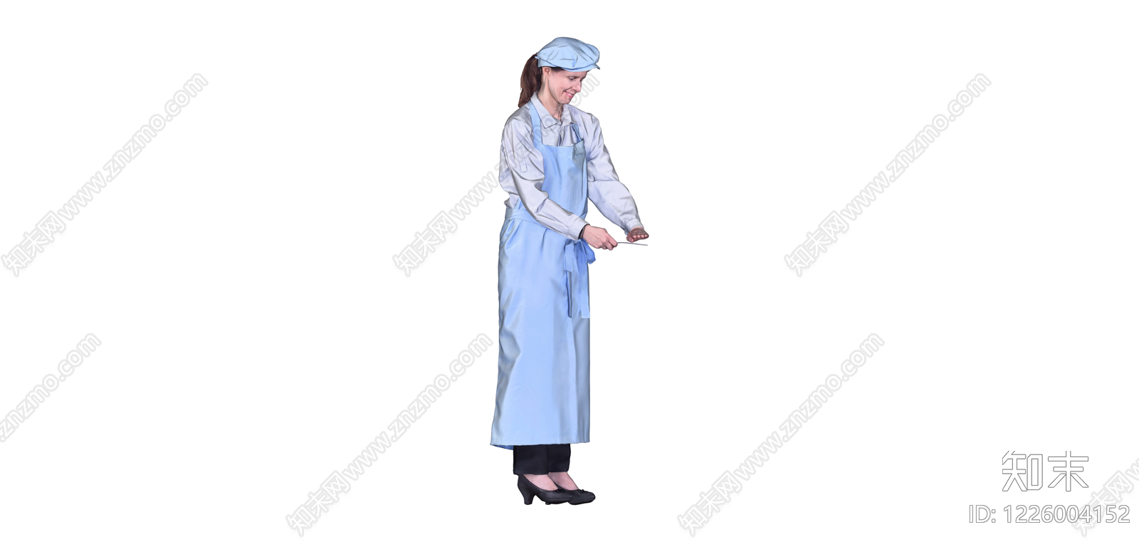 蓝色制服女性人物SU模型下载【ID:1226004152】