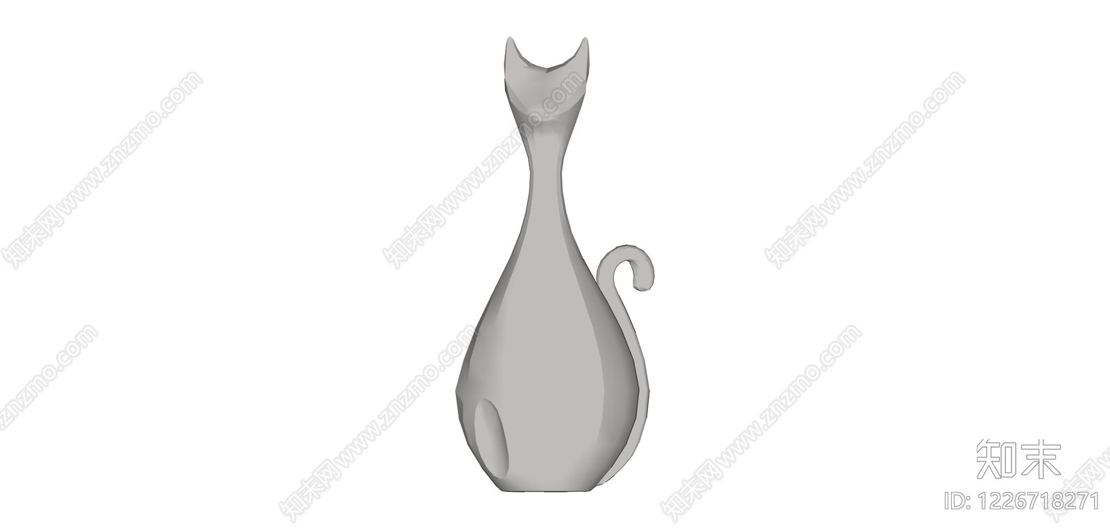 抽象猫形雕塑摆件SU模型下载【ID:1226718271】