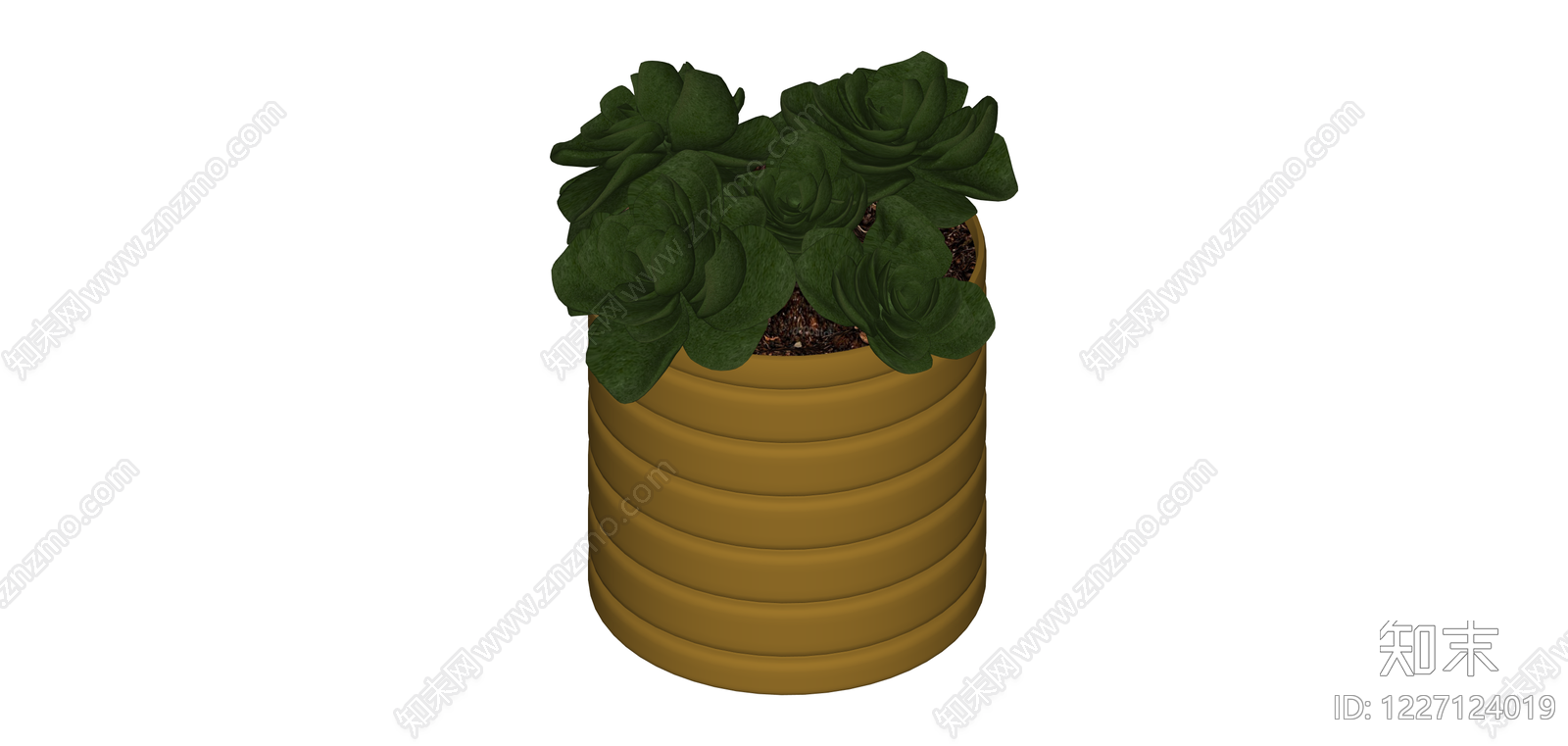条纹陶土盆栽绿植SU模型下载【ID:1227124019】