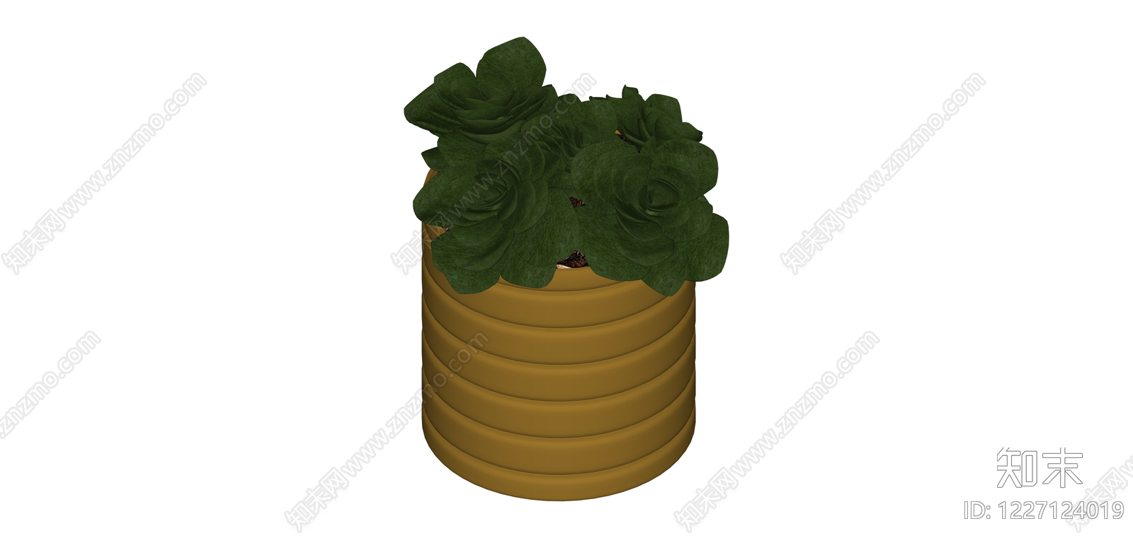 条纹陶土盆栽绿植SU模型下载【ID:1227124019】
