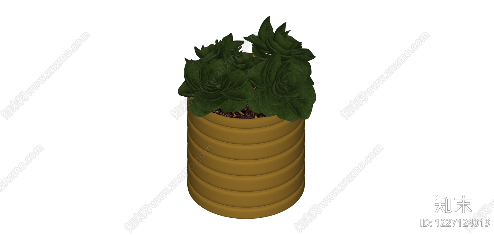 条纹陶土盆栽绿植SU模型下载【ID:1227124019】
