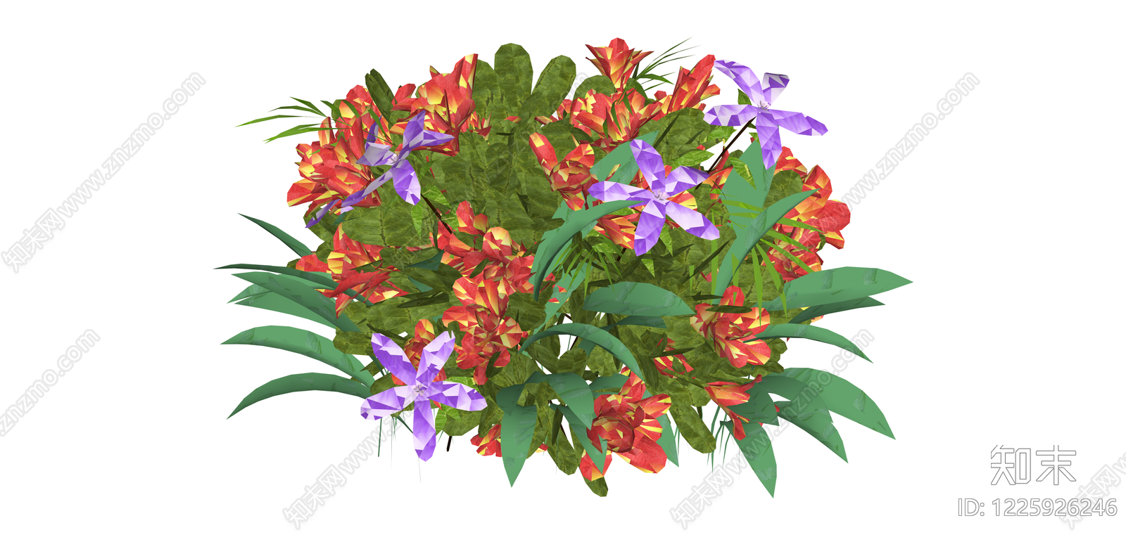 红紫配色花艺组合SU模型下载【ID:1225926246】