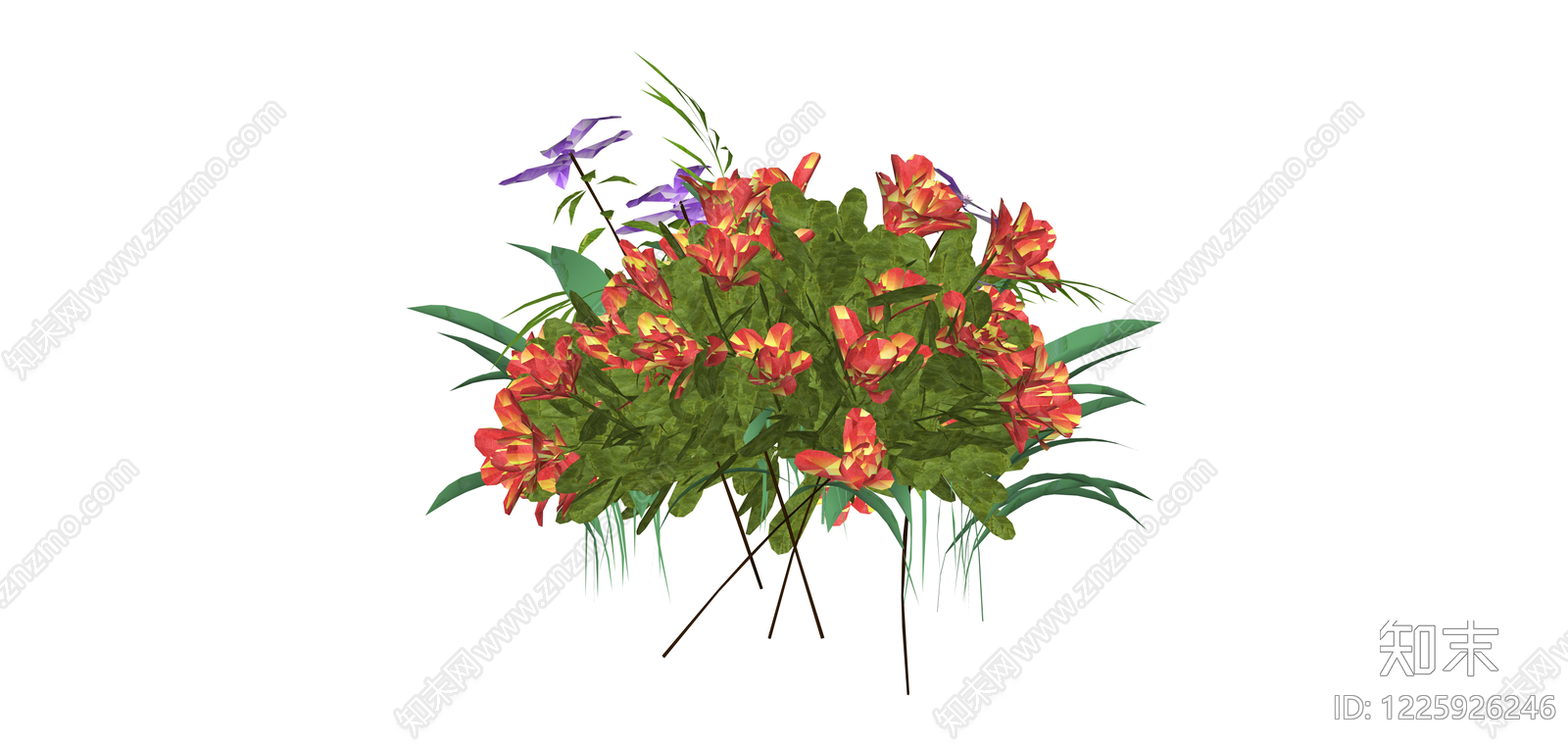 红紫配色花艺组合SU模型下载【ID:1225926246】