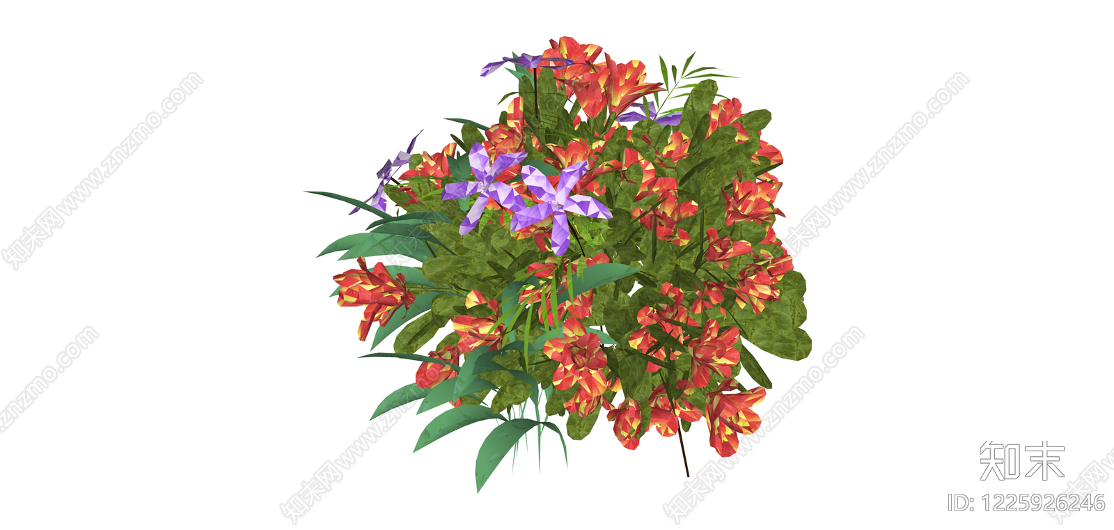 红紫配色花艺组合SU模型下载【ID:1225926246】