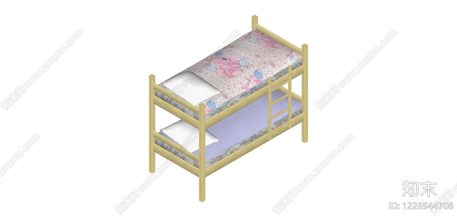 木质双层床带梯子SU模型下载【ID:1226944708】