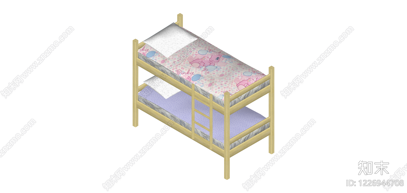木质双层床带梯子SU模型下载【ID:1226944708】