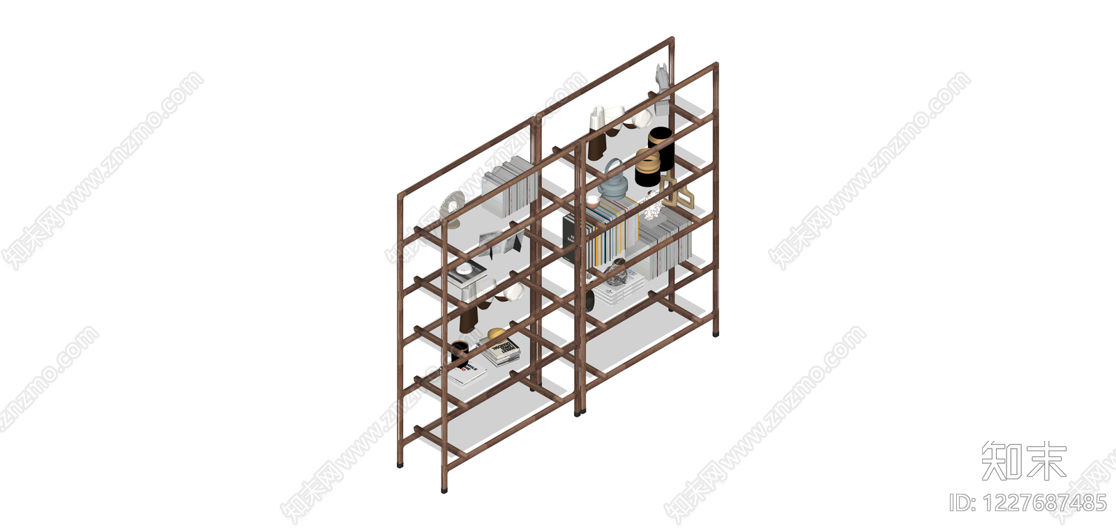 双组落地金属书架SU模型下载【ID:1227687485】
