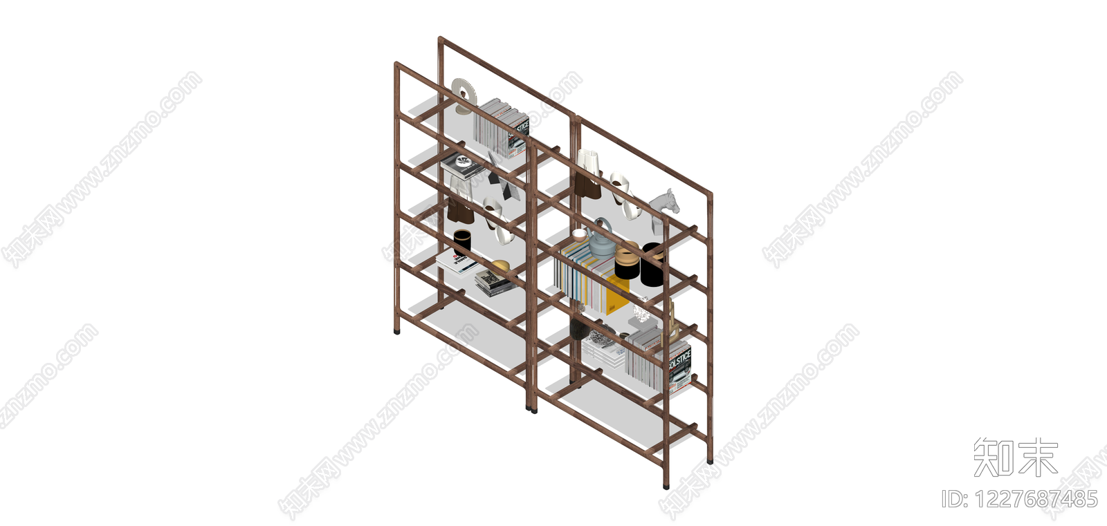 双组落地金属书架SU模型下载【ID:1227687485】