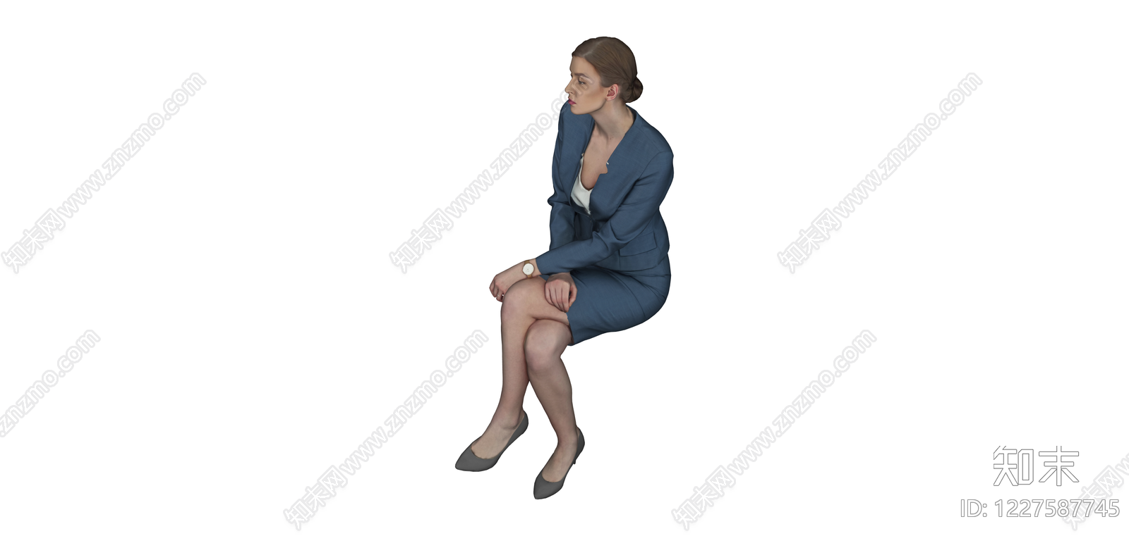 坐姿女性商务人物模型SU模型下载【ID:1227587745】
