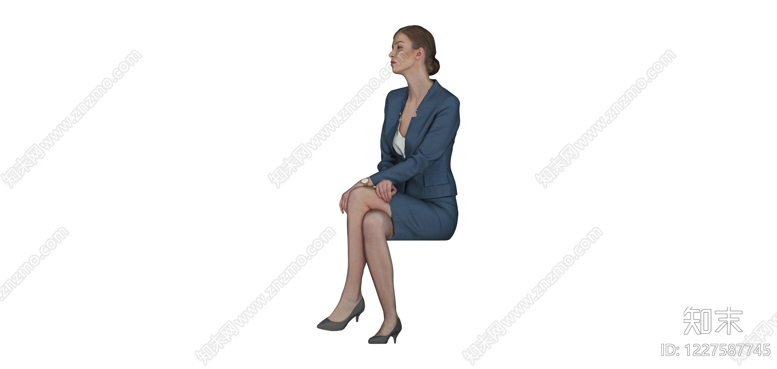 坐姿女性商务人物模型SU模型下载【ID:1227587745】