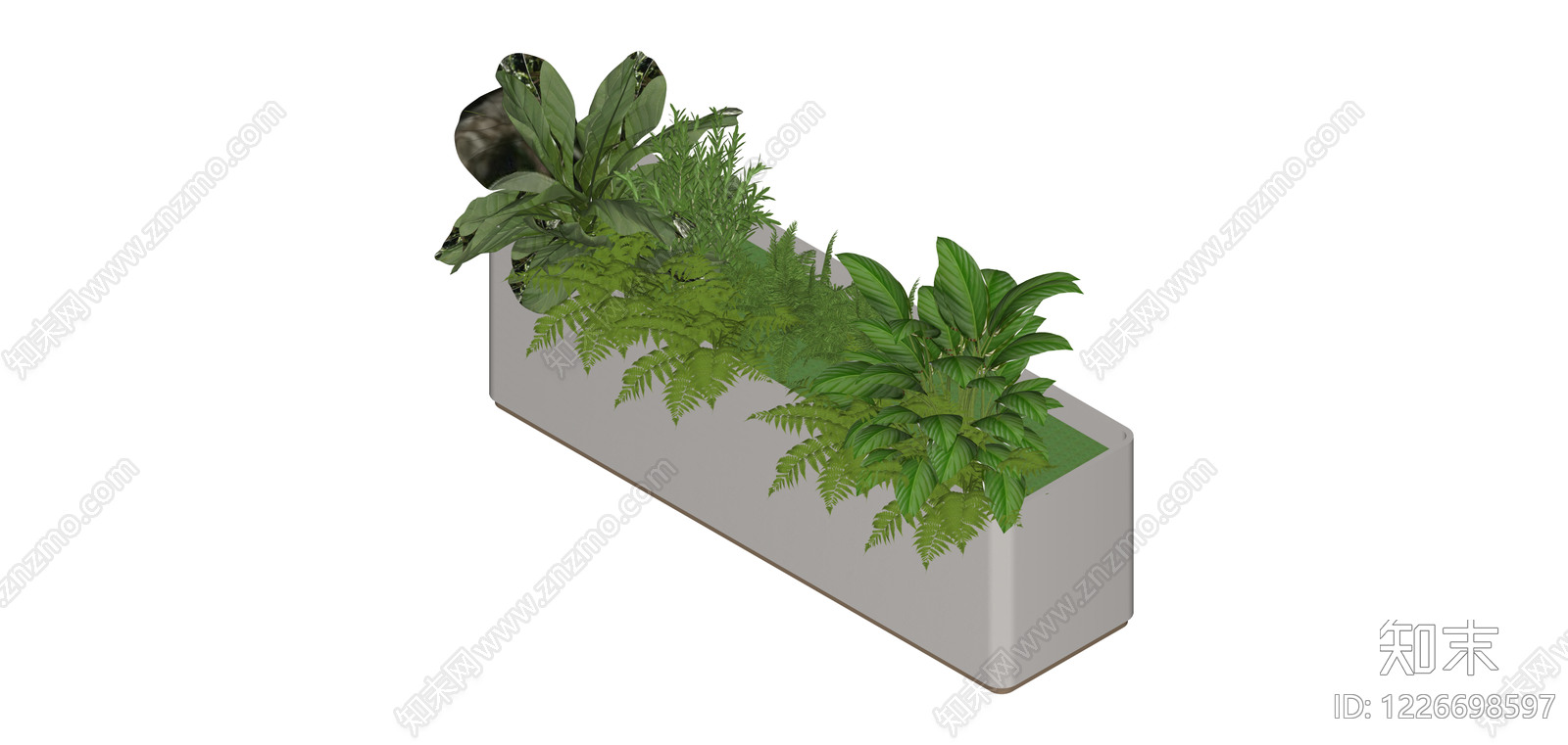 长方形组合盆栽植物SU模型下载【ID:1226698597】