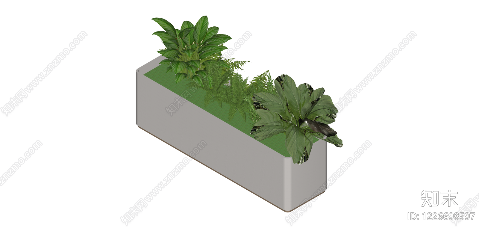 长方形组合盆栽植物SU模型下载【ID:1226698597】